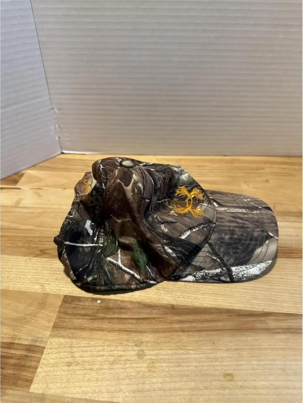 Under Armour RealTree Hat Branch Logo Baseball Cap Camo/Orange OSFA  Hunting 93